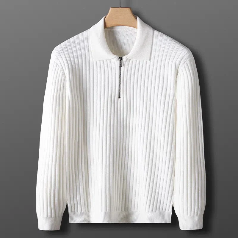 Prestante : Pull zippé classique en côtes