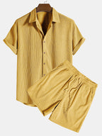 Chemise à boutons en velours côtelé et shorts Régulier Matteo™