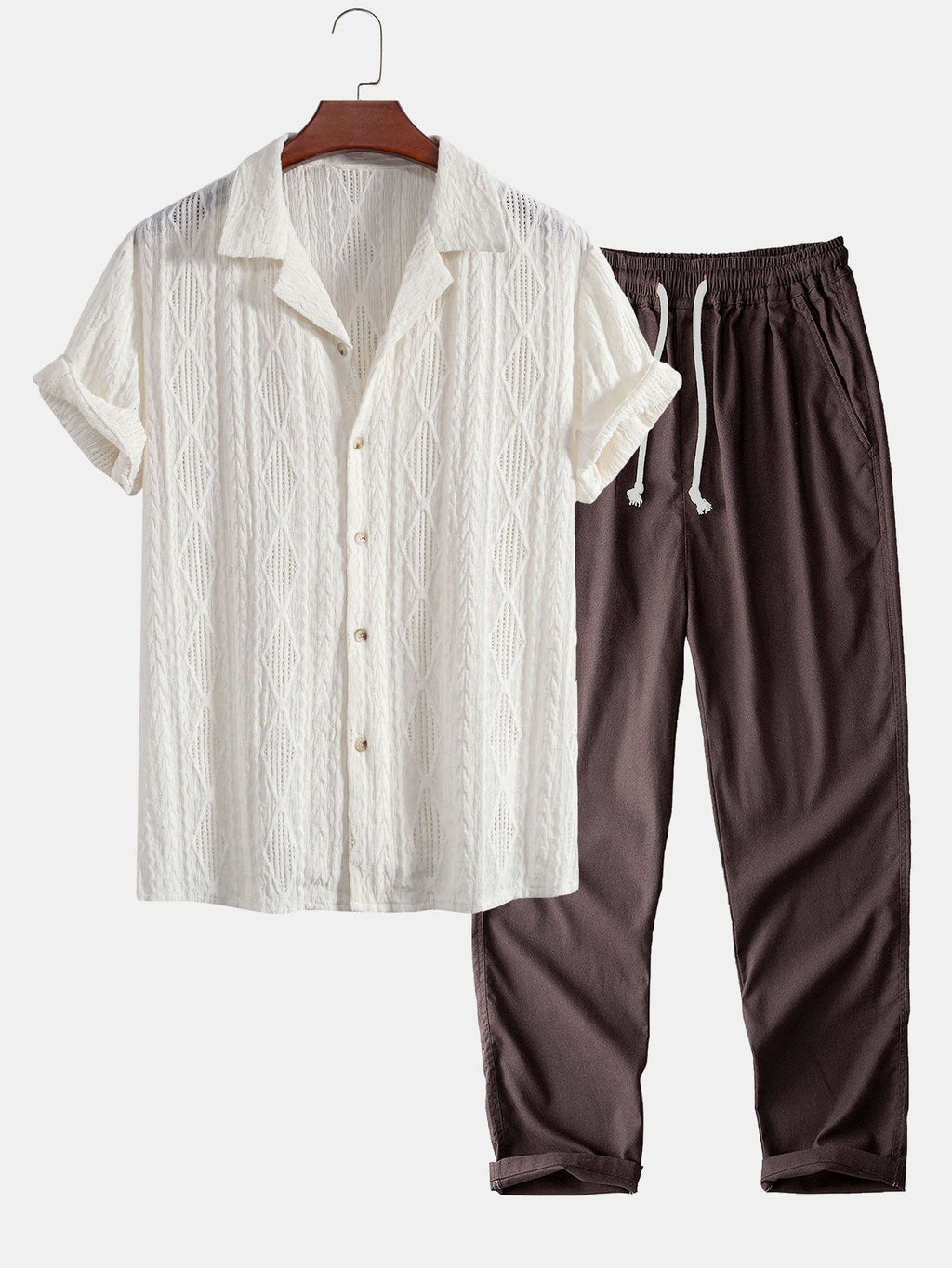 Ensemble chemise cubaine et pantalon en lin Geométrico™