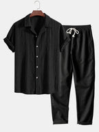 Ensemble chemise cubaine et pantalon en lin Geométrico™