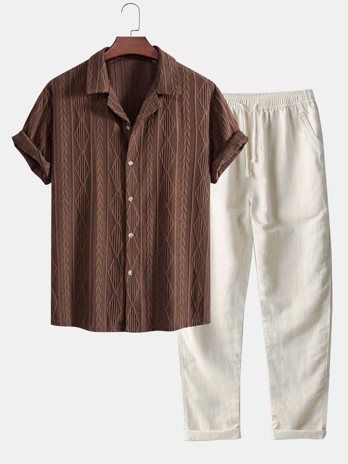 Ensemble chemise cubaine et pantalon en lin Geométrico™