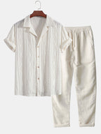Ensemble chemise cubaine et pantalon en lin Geométrico™