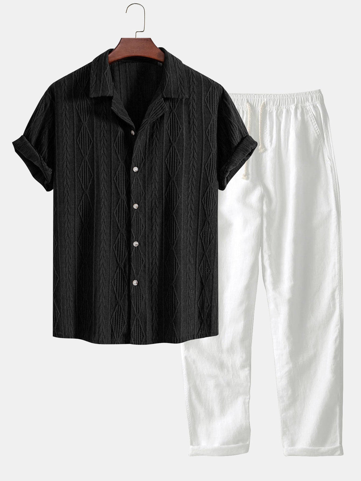 Ensemble chemise cubaine et pantalon en lin Geométrico™