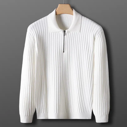 Prestante : Pull zippé classique en côtes
