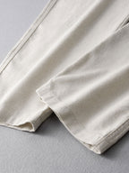 Ensemble polo col Johnny gaufré et pantalon en lin coupe droite™