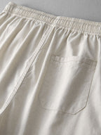 Ensemble polo col Johnny gaufré et pantalon en lin coupe droite™