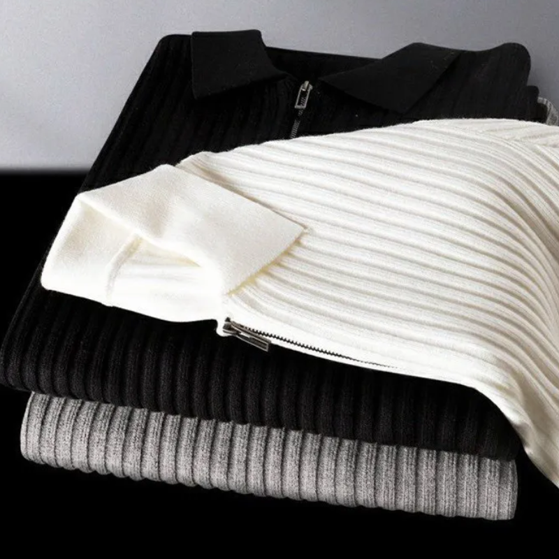 Prestante : Pull zippé classique en côtes