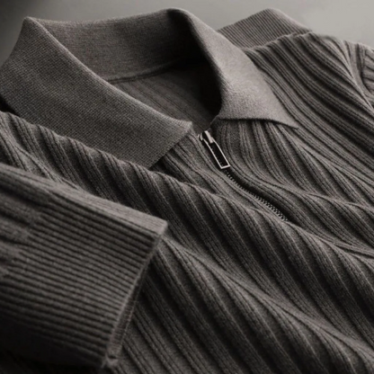 Prestante : Pull zippé classique en côtes