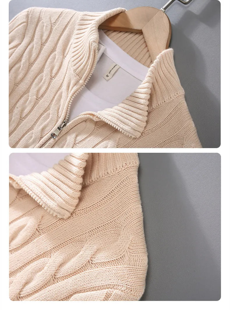 Pull en coton à col zippé