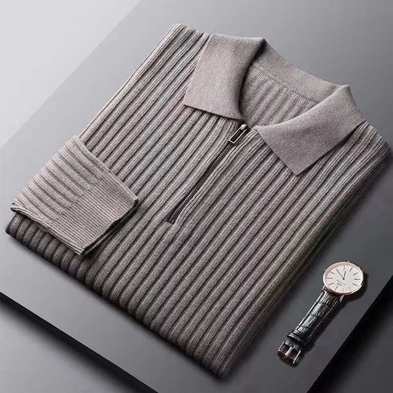 Prestante : Pull zippé classique en côtes