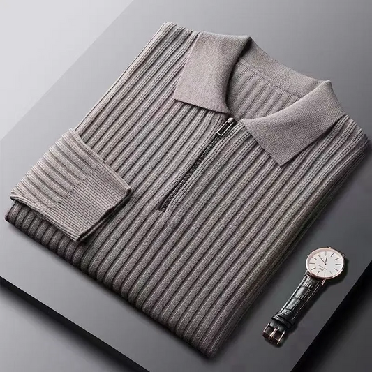 Prestante : Pull zippé classique en côtes