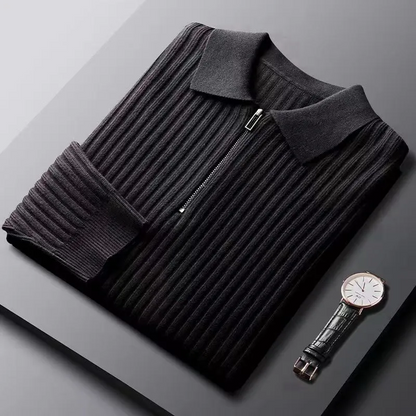 Prestante : Pull zippé classique en côtes