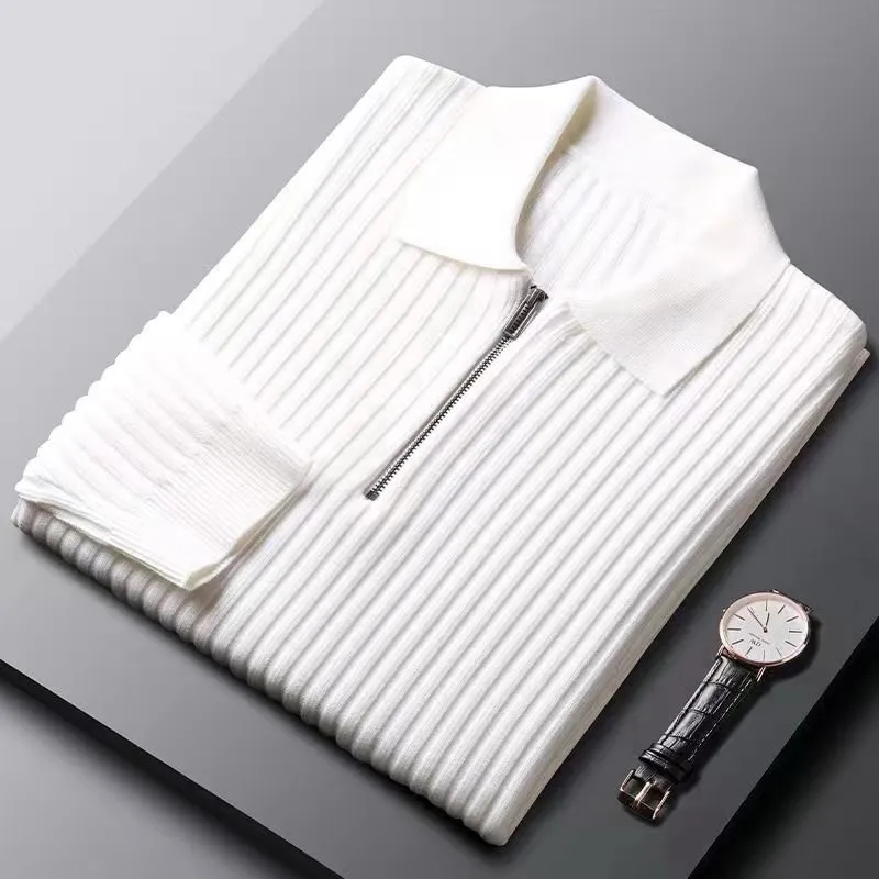 Prestante : Pull zippé classique en côtes