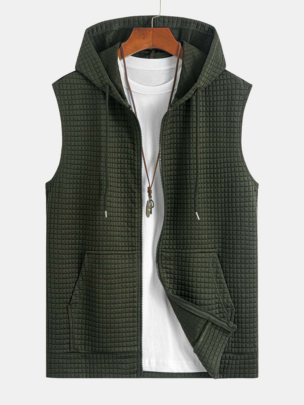 Sweat à capuche sans manches en polyester Zippé™
