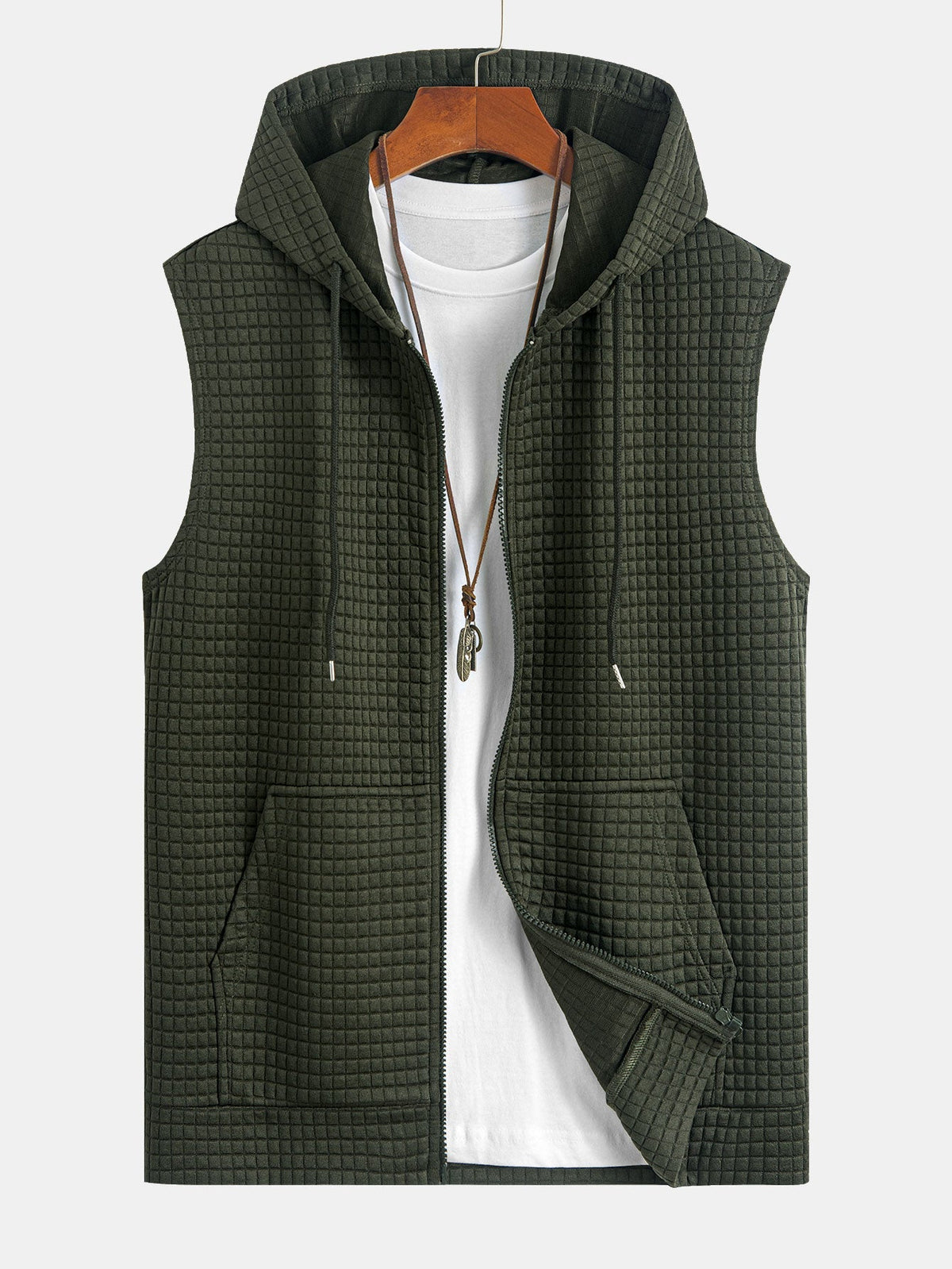 Sweat à capuche sans manches en polyester Zippé™