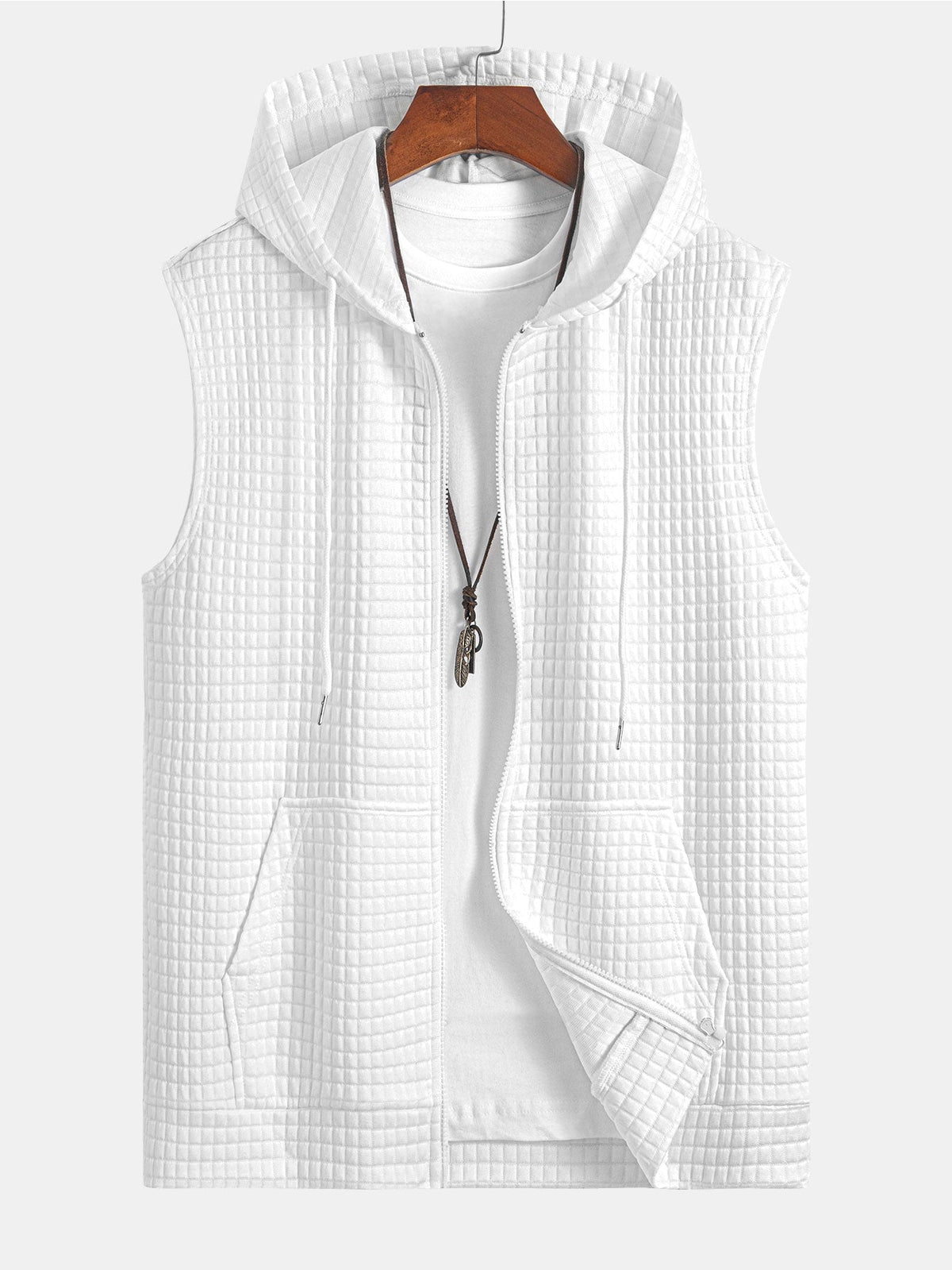 Sweat à capuche sans manches en polyester Zippé™
