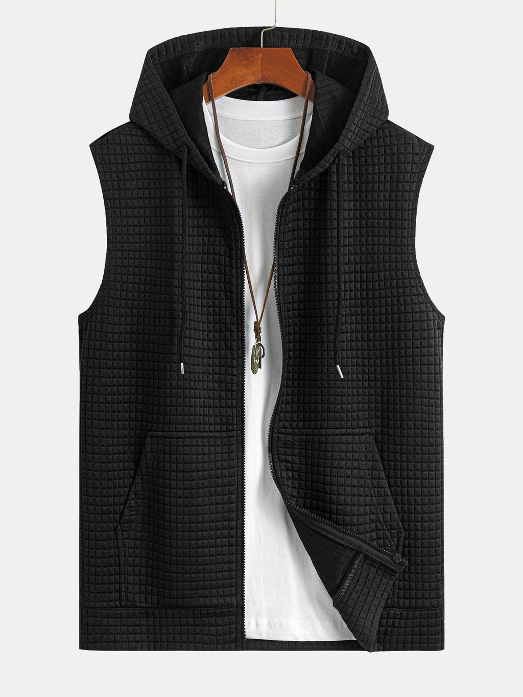 Sweat à capuche sans manches en polyester Zippé™
