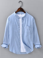 Chemise en lin et coton col montant Hugo™