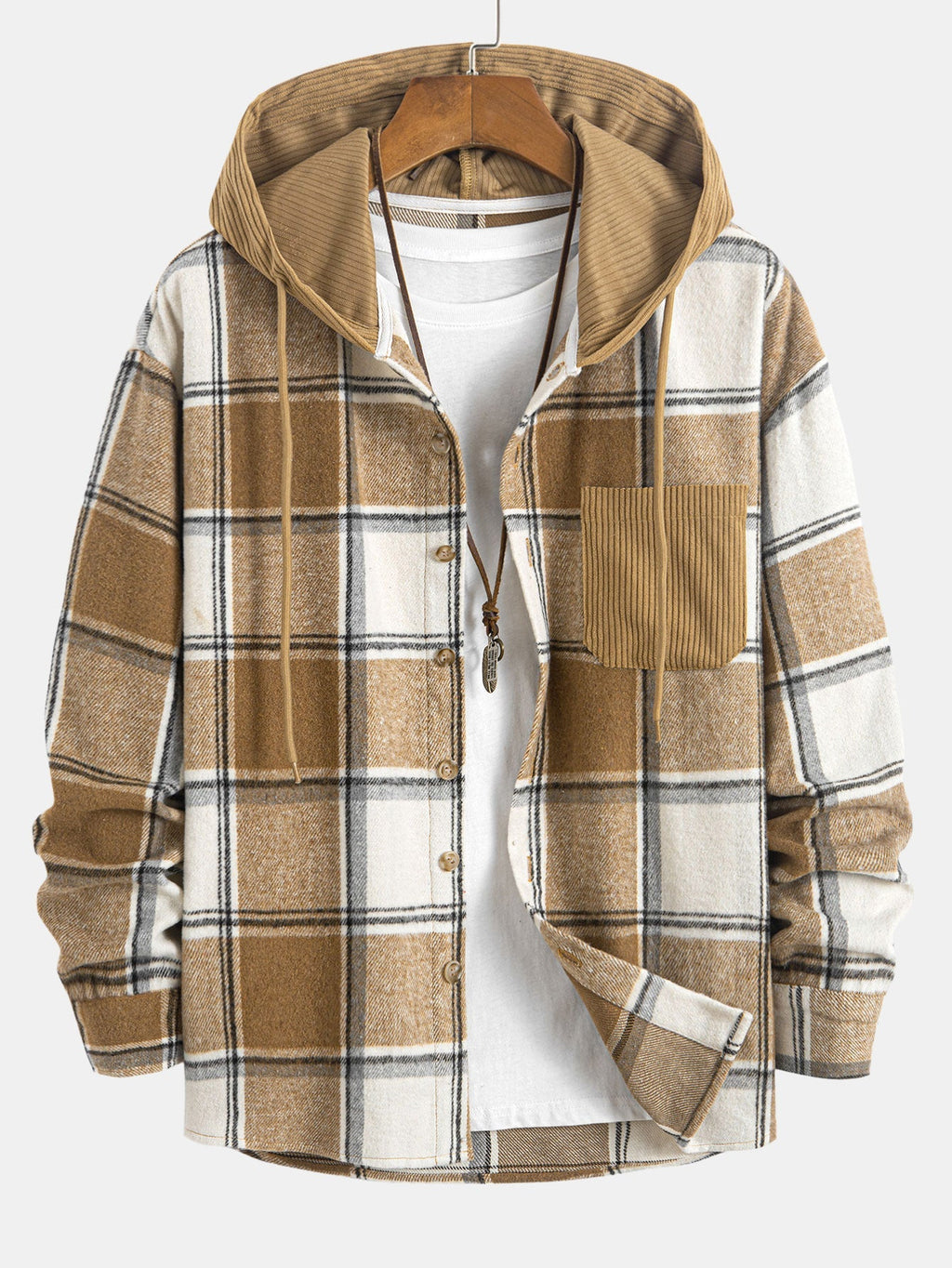 Chemise à capuche en velours côtelé décontractée Marco™