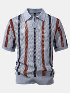 Polo en polyester rayé col en V Lorenzo™