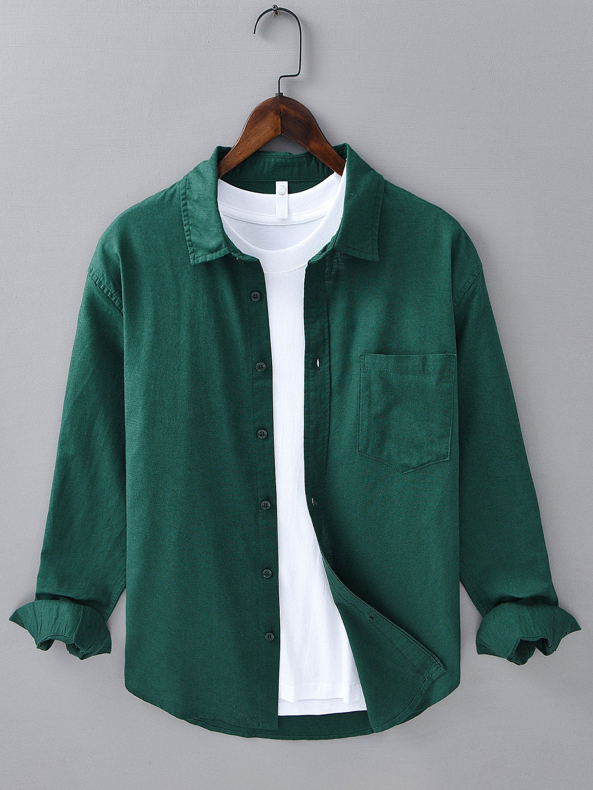 Chemise en lin et coton à manches longues Hugo™