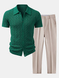 Ensemble chemise en maille jacquard et pantalon fuselé Slim™