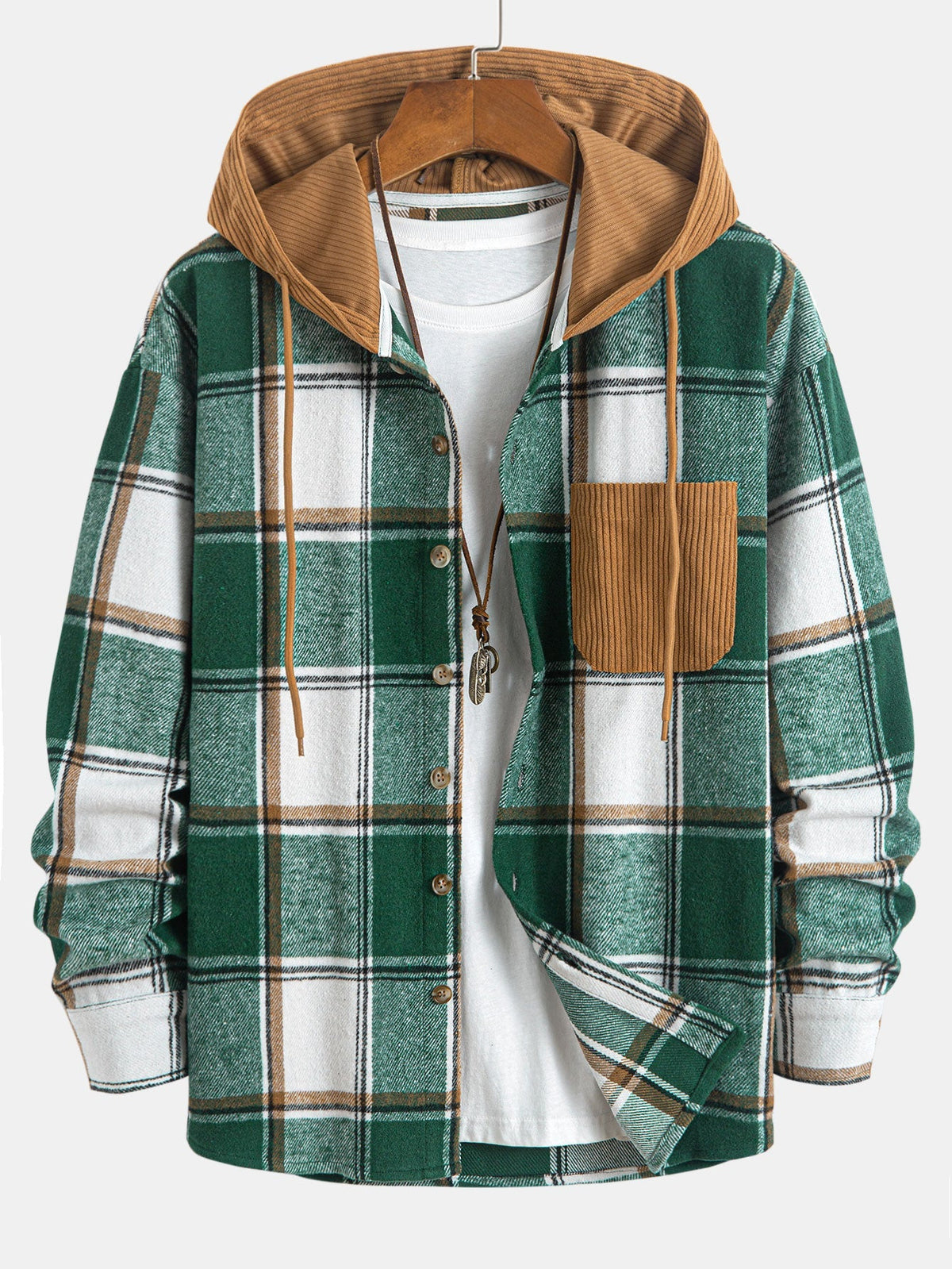Chemise à capuche en velours côtelé décontractée Marco™