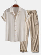 Ensemble chemise cubaine en jacquard texturé et pantalon décontracté Lorenzo™