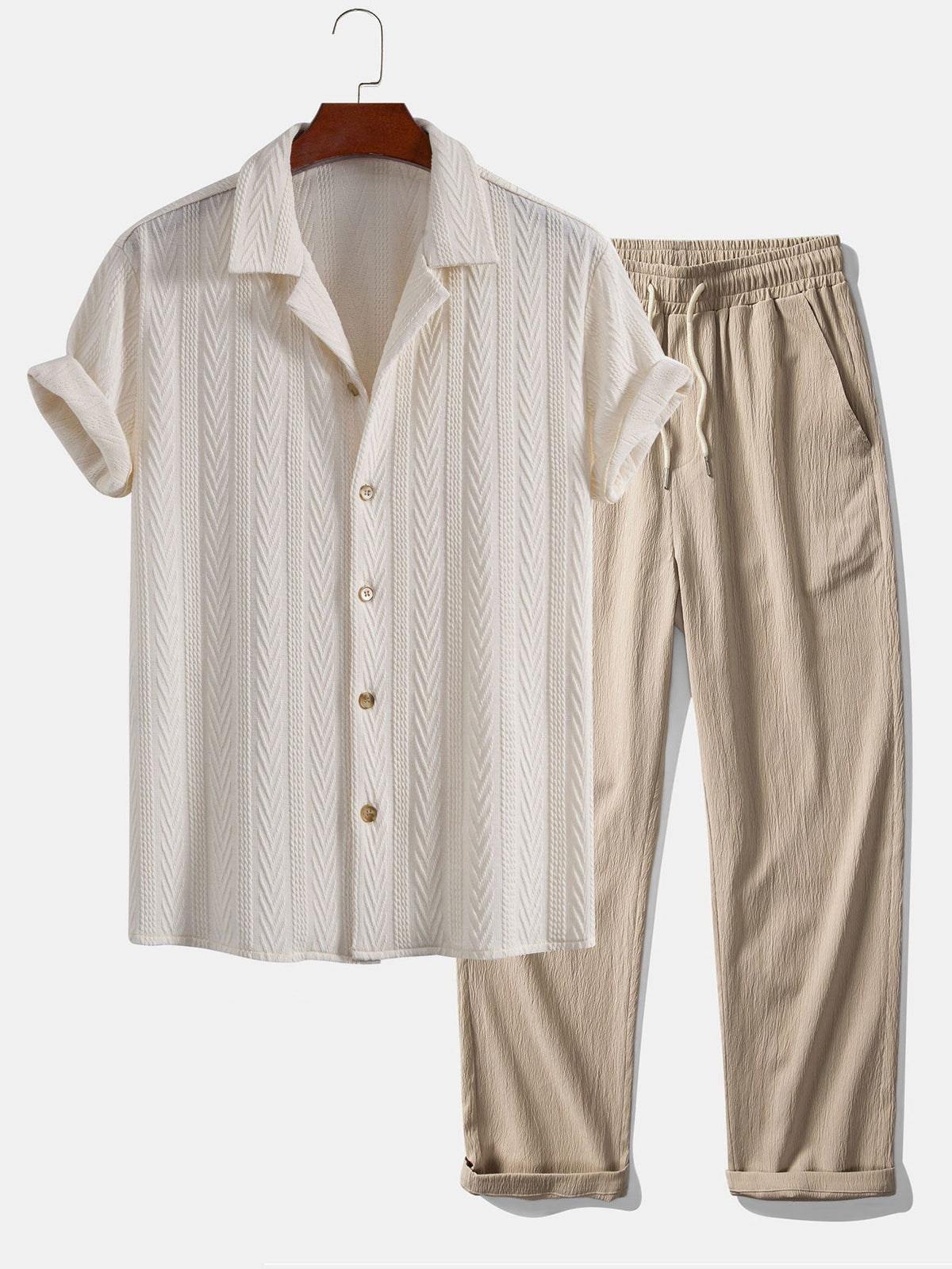 Ensemble chemise cubaine en jacquard texturé et pantalon décontracté Lorenzo™