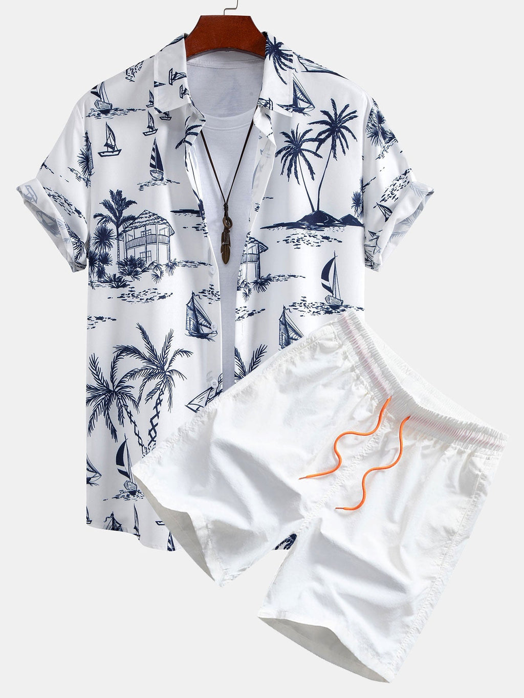Chemise imprimée en polyester et shorts de bain Alizé™