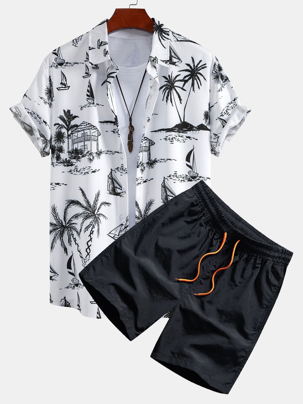 Chemise imprimée en polyester et shorts de bain Alizé™