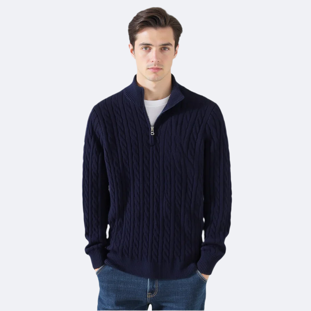 Pull en coton à col zippé