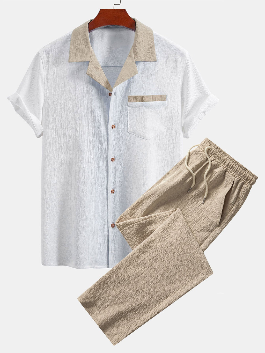 Ensemble chemise cubaine et pantalon droit Texturé™