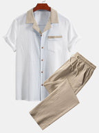 Ensemble chemise cubaine et pantalon droit Texturé™