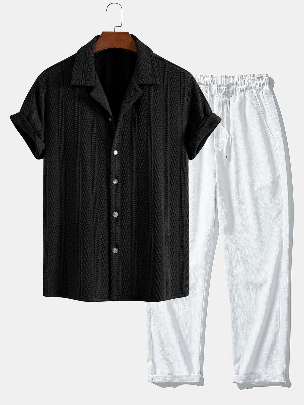 Ensemble chemise cubaine en jacquard texturé et pantalon décontracté Lorenzo™