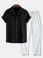 Ensemble chemise cubaine en jacquard texturé et pantalon décontracté Lorenzo™