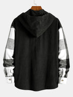 Chemise à capuche en velours côtelé patchwork Flavio™
