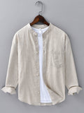 Chemise en lin et coton col montant Hugo™