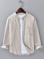 Chemise en lin et coton col montant Hugo™