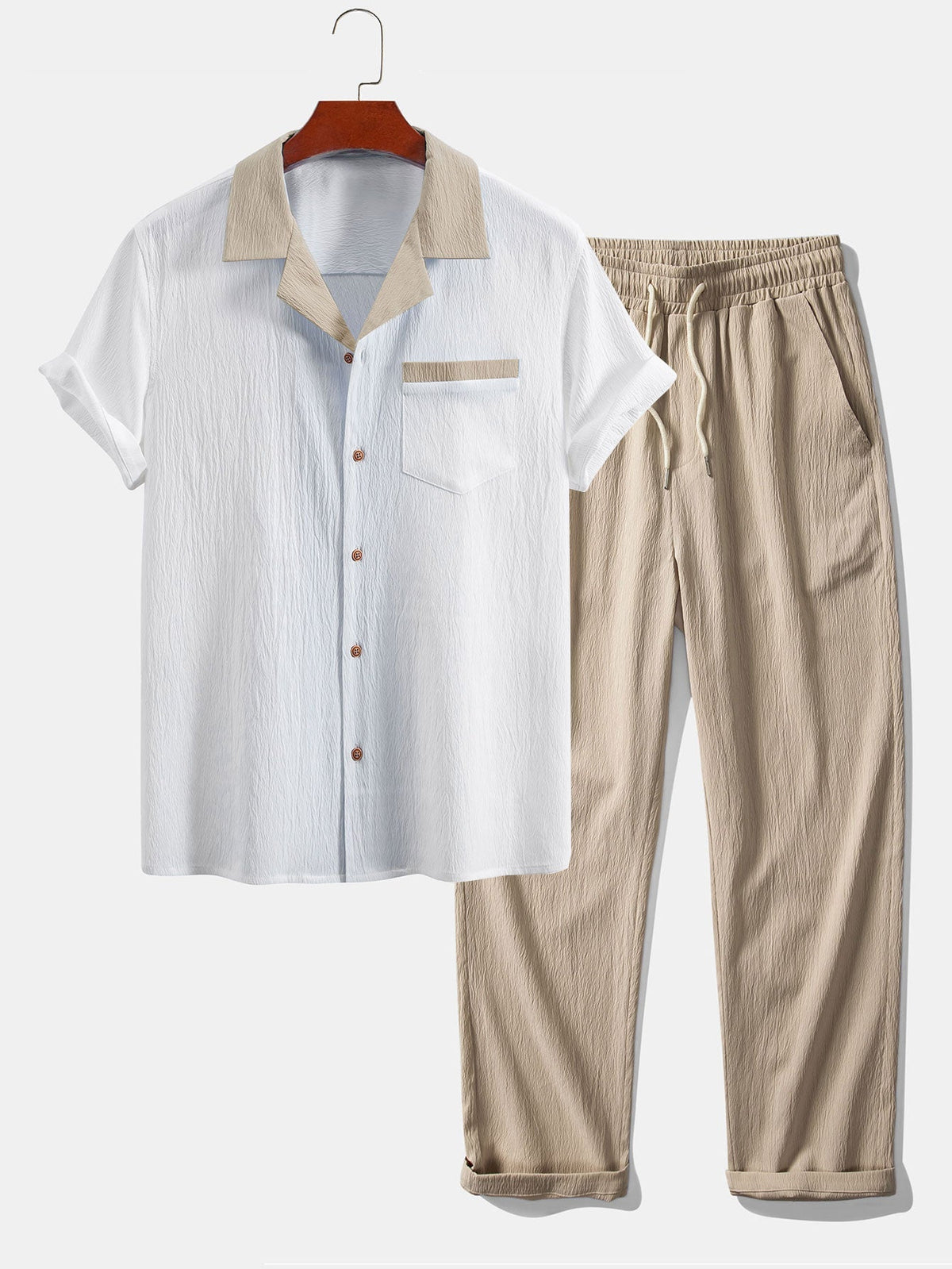 Ensemble chemise cubaine et pantalon droit Texturé™
