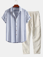 Ensemble chemise à rayures effet lin et pantalon droit en lin Lorenzo™