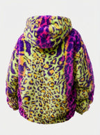 Manteau à capuche en fausse fourrure léopard Coloré™