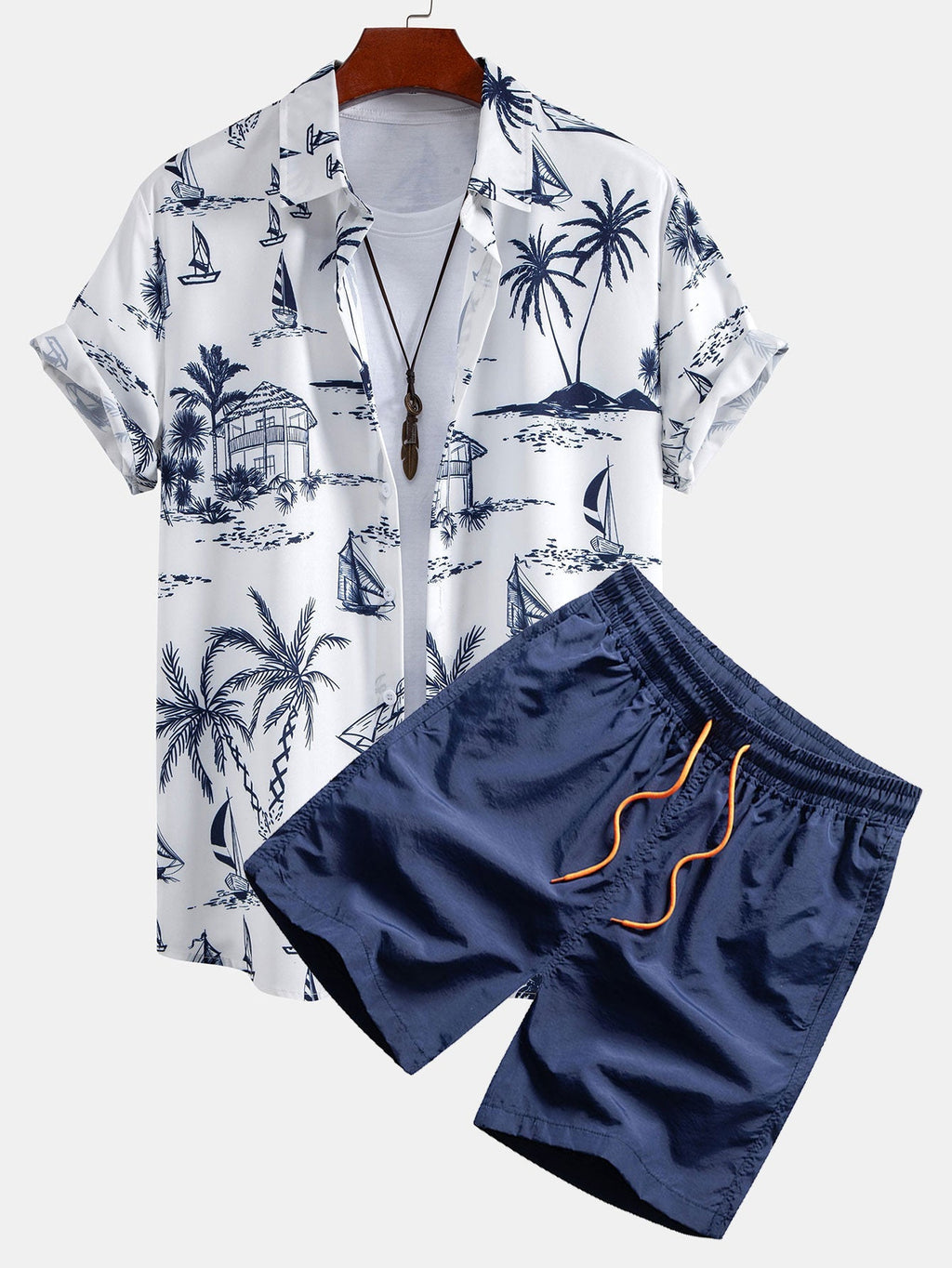 Chemise imprimée en polyester et shorts de bain Alizé™