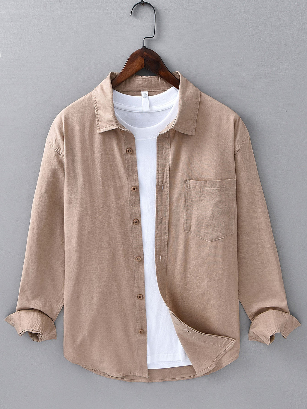 Chemise en lin et coton à manches longues Hugo™