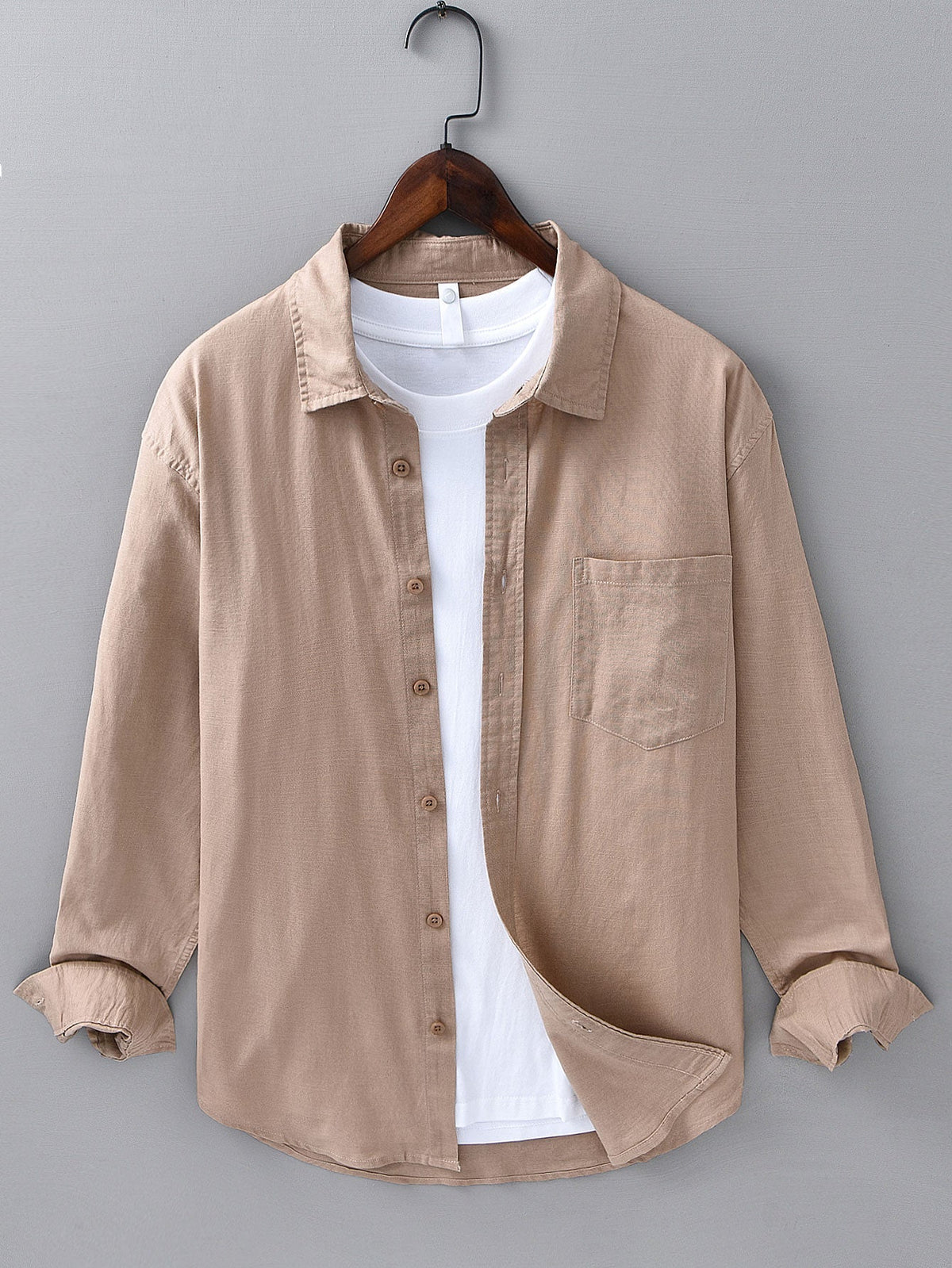 Chemise en lin et coton à manches longues Hugo™