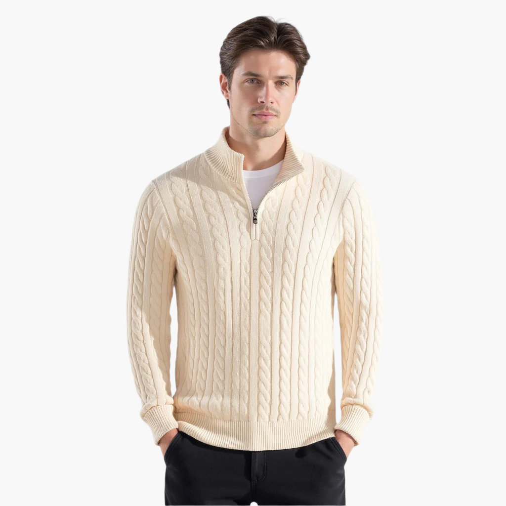 Pull en coton à col zippé