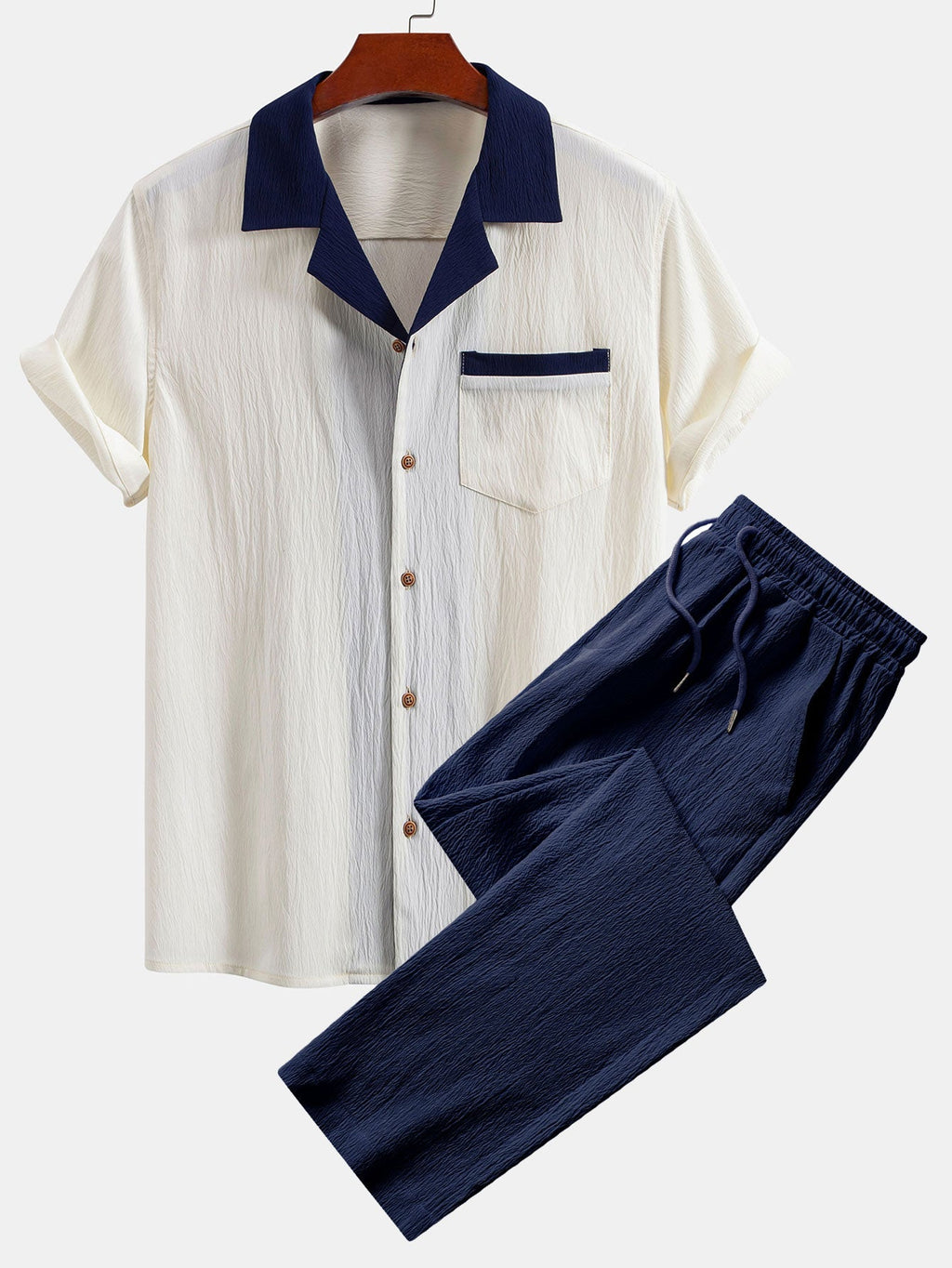 Ensemble chemise cubaine et pantalon droit Texturé™
