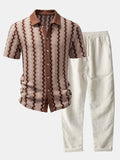Ensemble chemise jacquard à carreaux et pantalon en lin modèle Été™