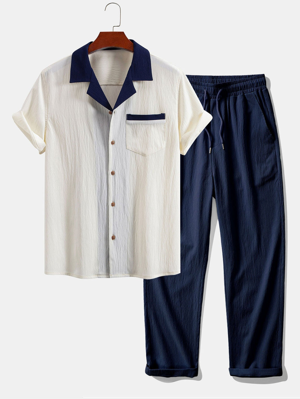 Ensemble chemise cubaine et pantalon droit Texturé™