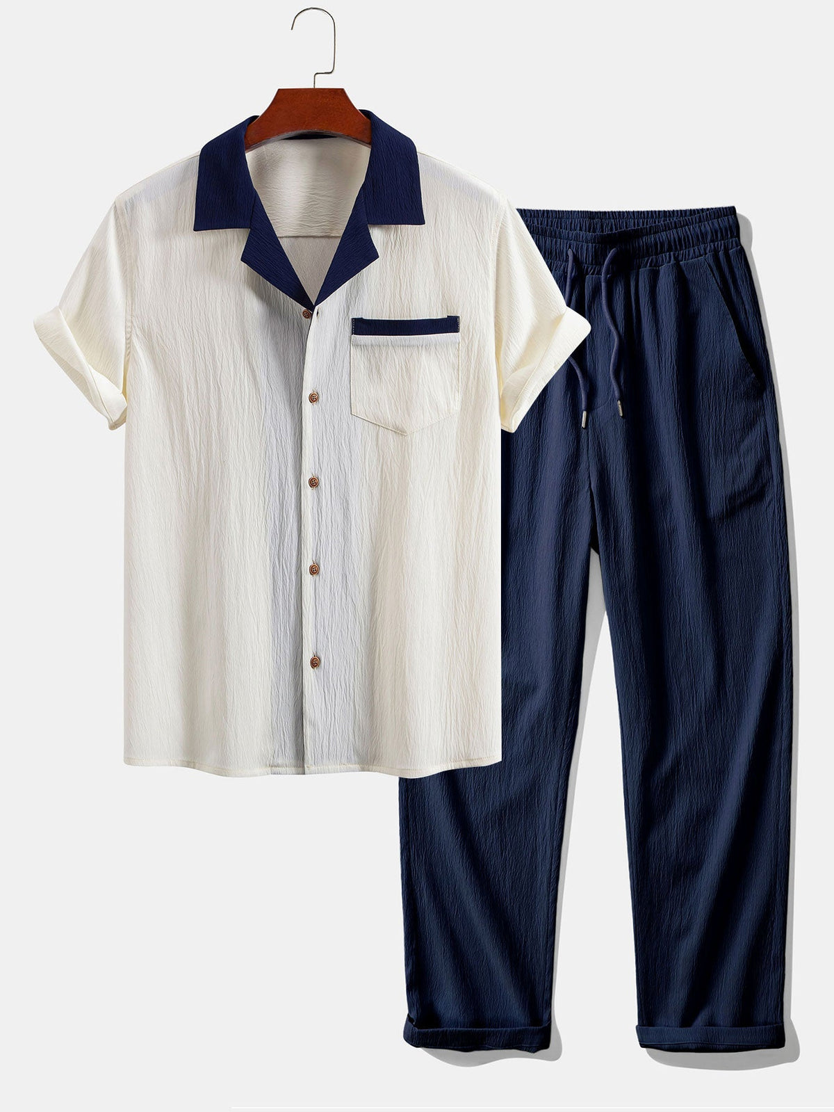 Ensemble chemise cubaine et pantalon droit Texturé™